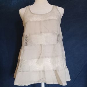 Lace&Cloth/Over Shirt Tank/ White